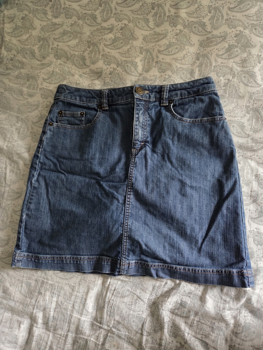 High Waisted Denin Skirt with Built-in Shorts
